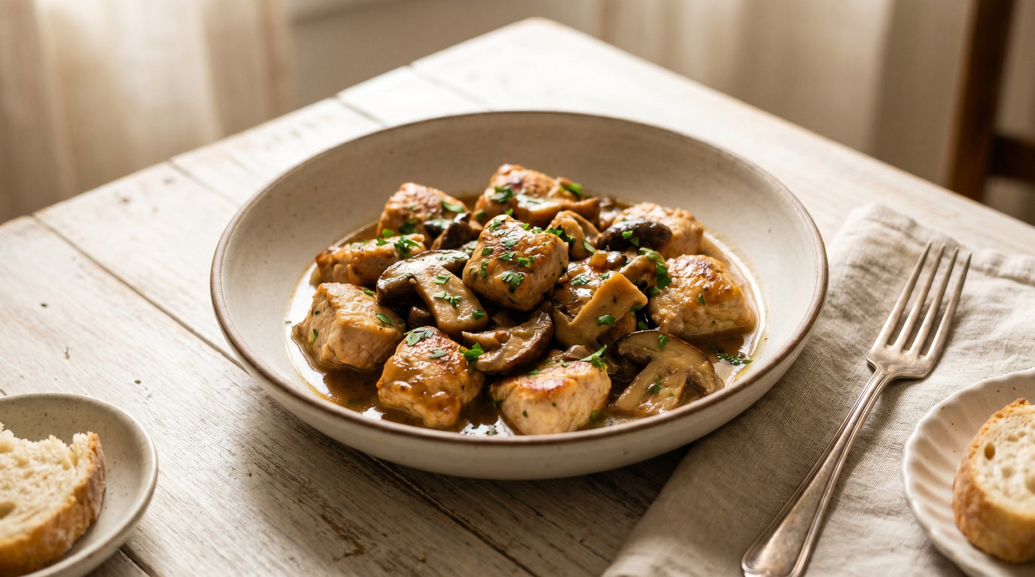 Bocconcini di tacchino ai funghi porcini